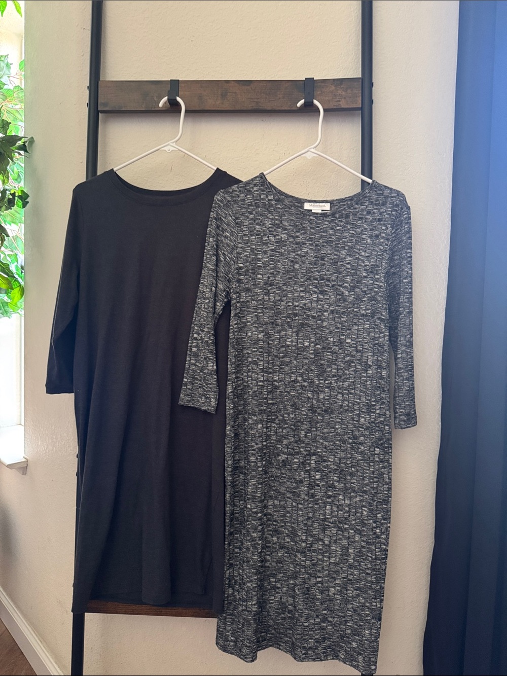 Motherhood Maternity Black and Charcoal Knit Midi Dresses